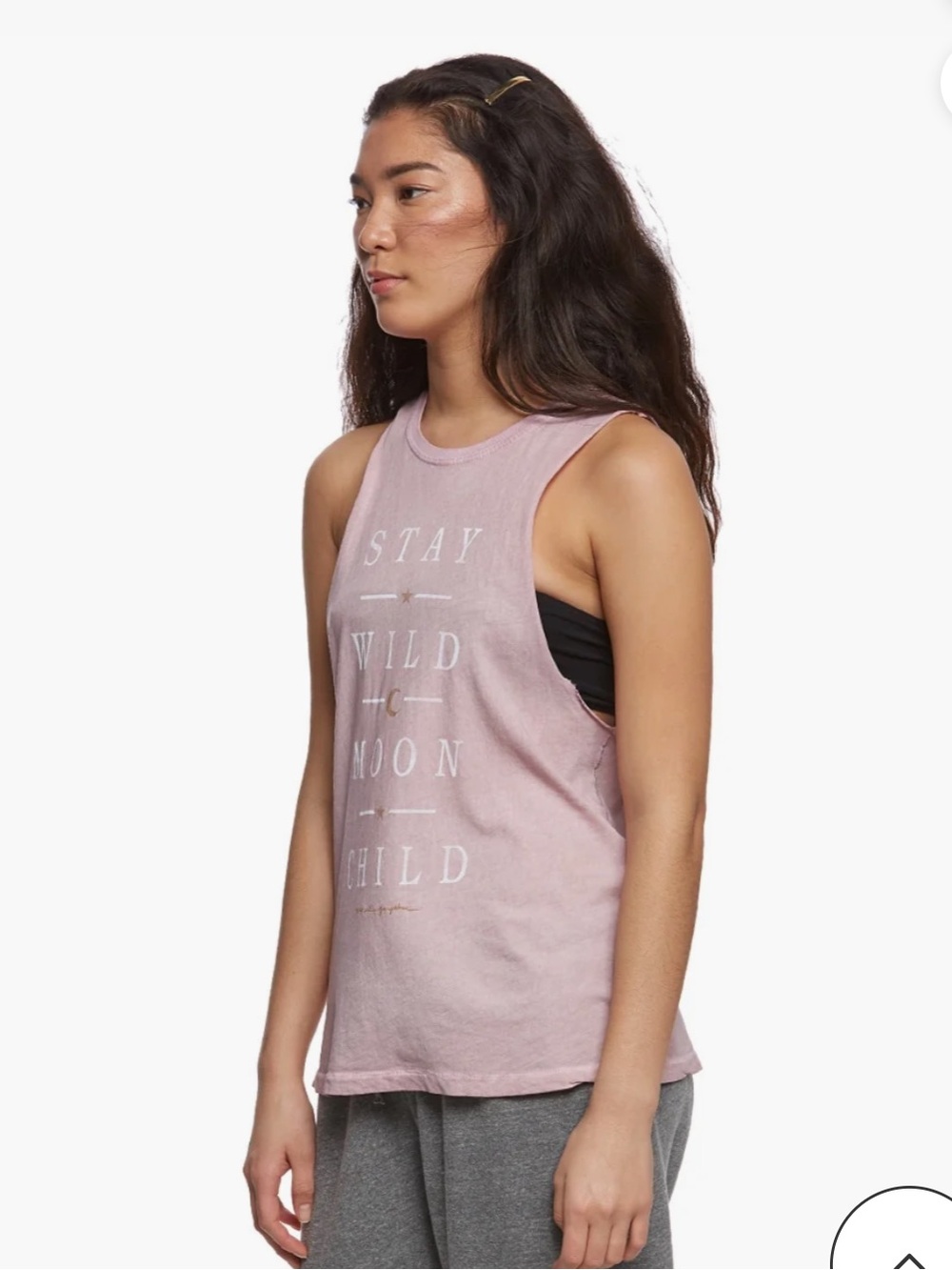Spiritual Gangster Pink 'Stay Wild Moon Child' Relaxed Yoga Tank - Picture 2 of 10